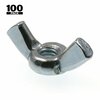 Prime-Line Wing Nuts, Cold-Forged, #8-32, Zinc Plated Steel, 100PK 9076244